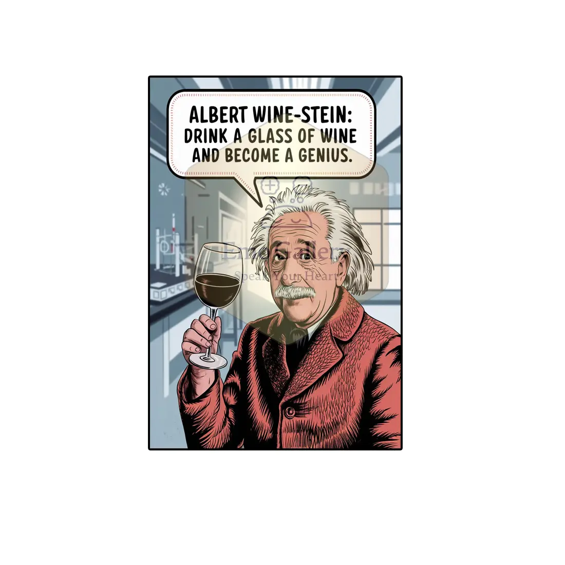 Albert Einstein Style Funny Alcohol Quote Poster | Motivational Bar Wall Decor for Home Bar & Lounge | Waterproof Self Adhesive Albert Einstein style funny alcohol quote poster with a motivational twist, creative illustration and bold typography, suitable for home bar, lounge, café, office, and party room wall décor.