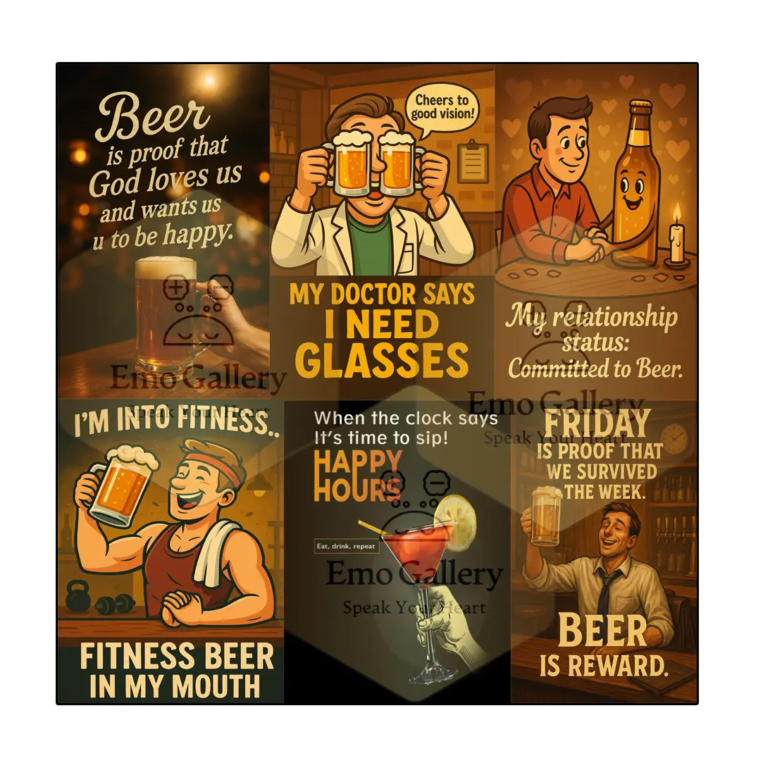 Alcohol Bar Quote Wall Poster | Funny Drinking Quotes Wall Art for Pub, Bar & Party Room Decor Set of 6 funny alcohol bar quotes posters featuring drinking, pub, lounge and home bar wall art, self-adhesive, waterproof and oilproof, perfect for party rooms and man caves.