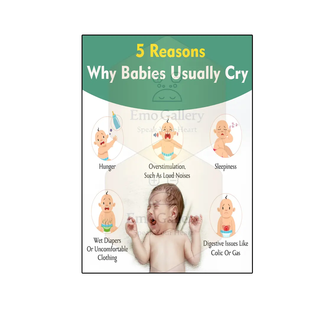 Baby Crying Explained โ Top 5 Reasons Gynecology Poster Baby Crying Explained โ Top 5 Reasons Gynecology Poster
