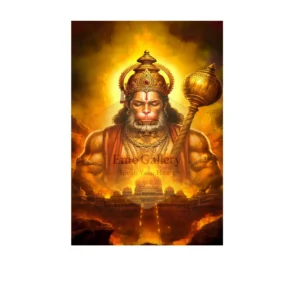 Home Golden Hanuman in Bikat Roop, depicting fierce strength, courage, and divine protection spiritual wall poster
