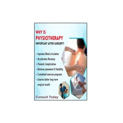 Poster showing physiotherapy exercises and spine health tips for back pain, ideal for clinics and hospitals