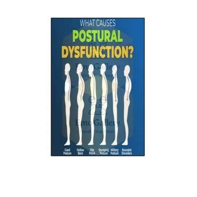 Poster illustrating the common causes of postural dysfunction and spine health issues for clinics and hospitals