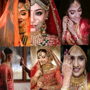 Bridal beauty salon poster featuring wedding makeup and bridal look illustration for makeup studio and salon wall décor.