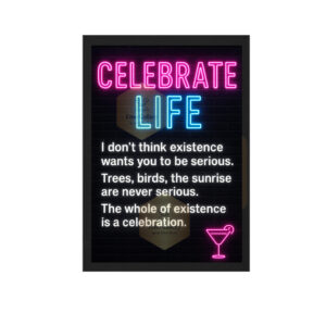 Celebrate Life Motivational Quote Wall Frame Poster – Fun & Inspirational Home, Cafe, Bar Decor