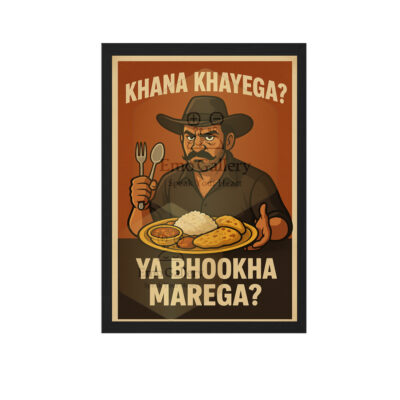 Khanna Khaiega Yaa Bukhaa Marega Funny Desi Kitchen Quote Wall Frame Poster