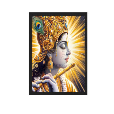 Glowing Peace Krishna Happiness Wall Frame Spiritual Home Decor