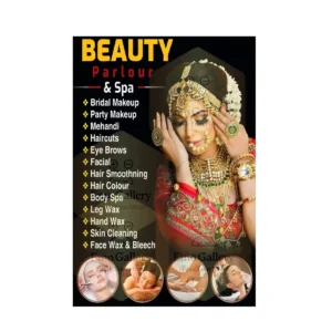 Elegant beauty salon poster showcasing hair, skincare, and spa services – perfect wall décor for beauty parlours, salons, and wellness centers.