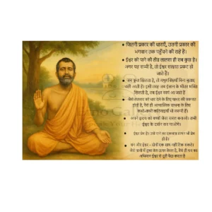 Inspirational poster featuring Ramakrishna Paramahamsa with a timeless spiritual quote, perfect for meditation, home, temple, or office décor.