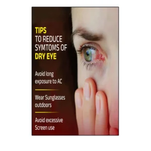Home Eye Care Awareness Poster – Tips to Reduce Dry Eye Symptoms, Prevent Eye Strain, and Promote Healthy Vision. Ideal for Clinics, Hospitals, and Home Eye Care Education.