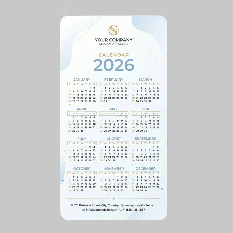 Business Pocket Calendar – Emo Gallery Premium Business Pocket Calendar – 250gsm Glossy Laminated Design