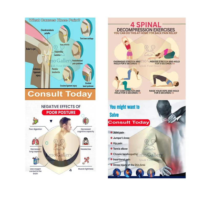 orthopedic-spine-care-poster-set-of-4 Orthopedic & Spine Care Poster Set of 4 | Glossy Laminated Self Adhesive Clinic Wall Posters