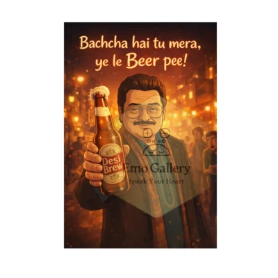 Bachcha Hai Tu Mera Ye Le Beer Pee Poster |  Dhurandhar the revenge Funny Bollywood Style Dialogue Poster