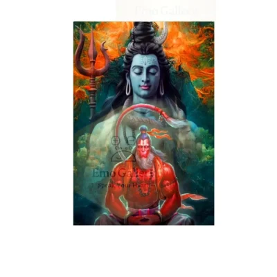 Home Shiva Hanuman Wall Poster | Spiritual Hindu Wall Art