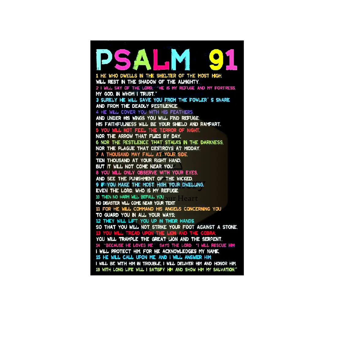 Psalm 91 Bible Verse Poster – Christian Wall Art Scripture Print Religious Home Decor Psalm 91 Poster | Christian Bible Verse Wall Art Decor