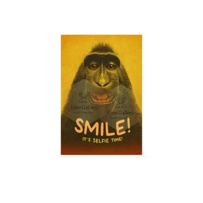 Funny Monkey Poster – Smile It’s Selfie Time Wall Art