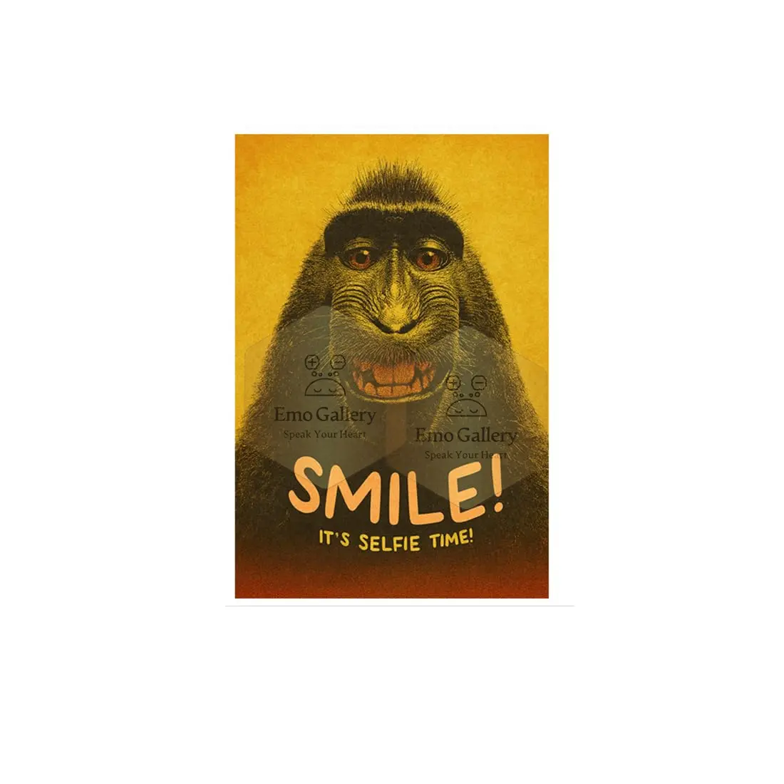 Funny Monkey Smile Poster Wall Art Funny Monkey Smile Poster – “Smile It’s Selfie Time” Wall Art for Home & Office Decor