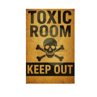 toxic room keep out self adhesive warning safety poster