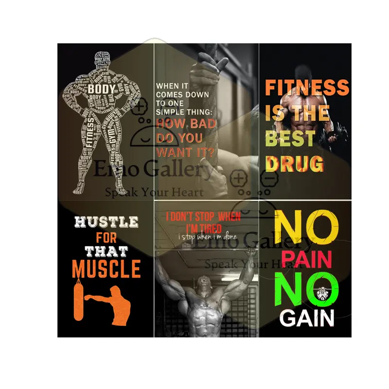 Gym Poster Pack of 6 | Fitness Motivation Wall Posters for Gym Decor Fitness Gym Poster Pack of 6 | Workout Motivation Wall Decor Set