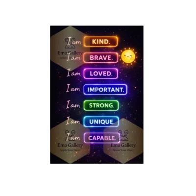 i am brave i am kind poster positive affirmation kids motivation wall art self confidence quote