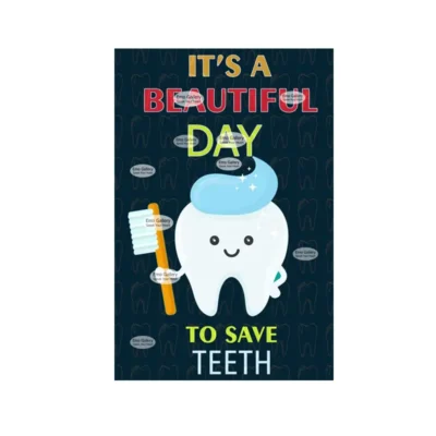 Dental care poster showing healthy teeth and oral hygiene awareness design for clinic wall decor